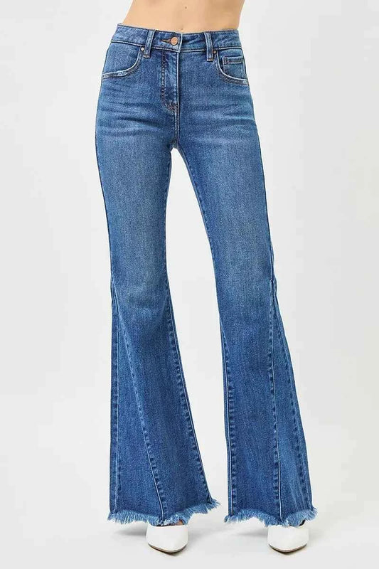 RISEN Mid Rise Flare Side Seam Detailing Jeans