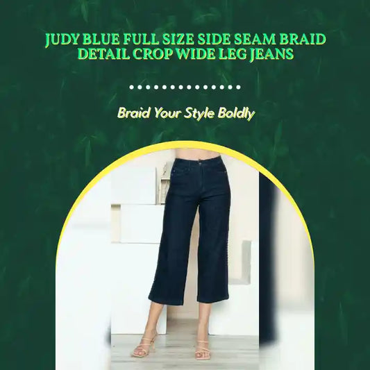 Judy Blue Full Size Side Seam Braid Detail Crop Wide Leg Jeans by@Outfy
