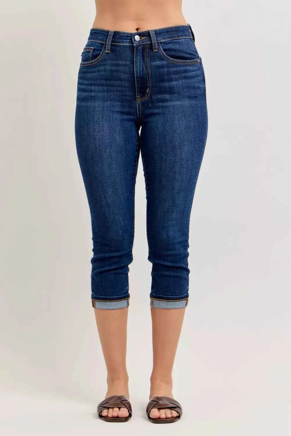 Judy Blue High Waist Capri Jeans with Single Cuff