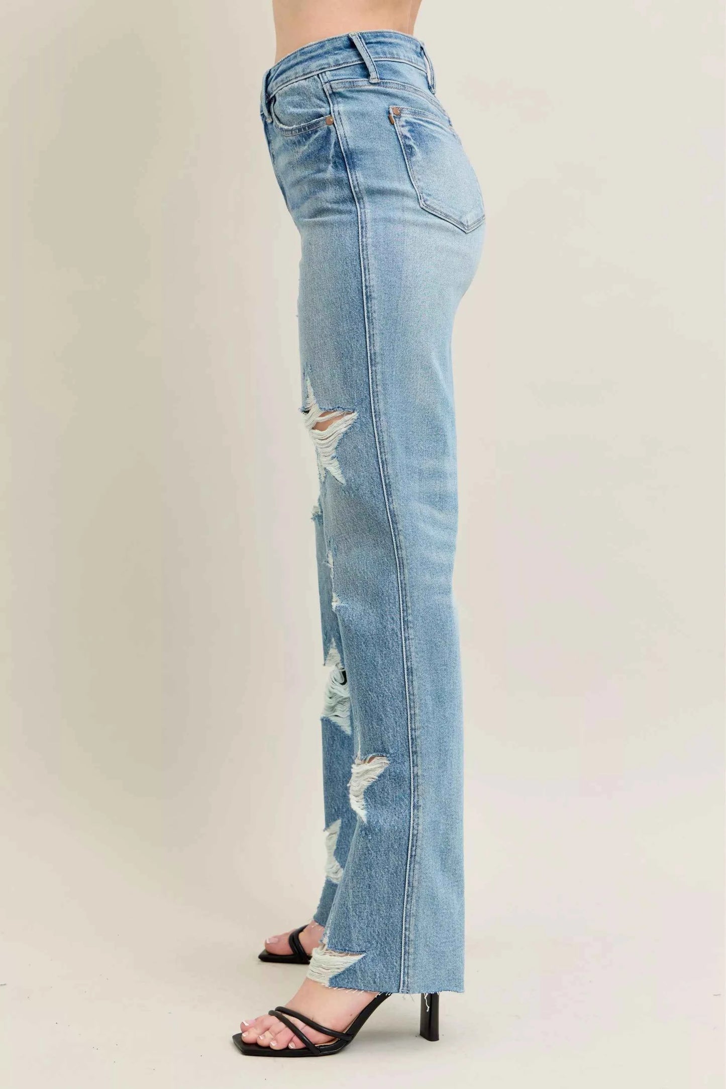 Judy Blue Full Size High Waist  Rigid Magic Star Shaped Destroy 90's Straight Jeans Plus Size