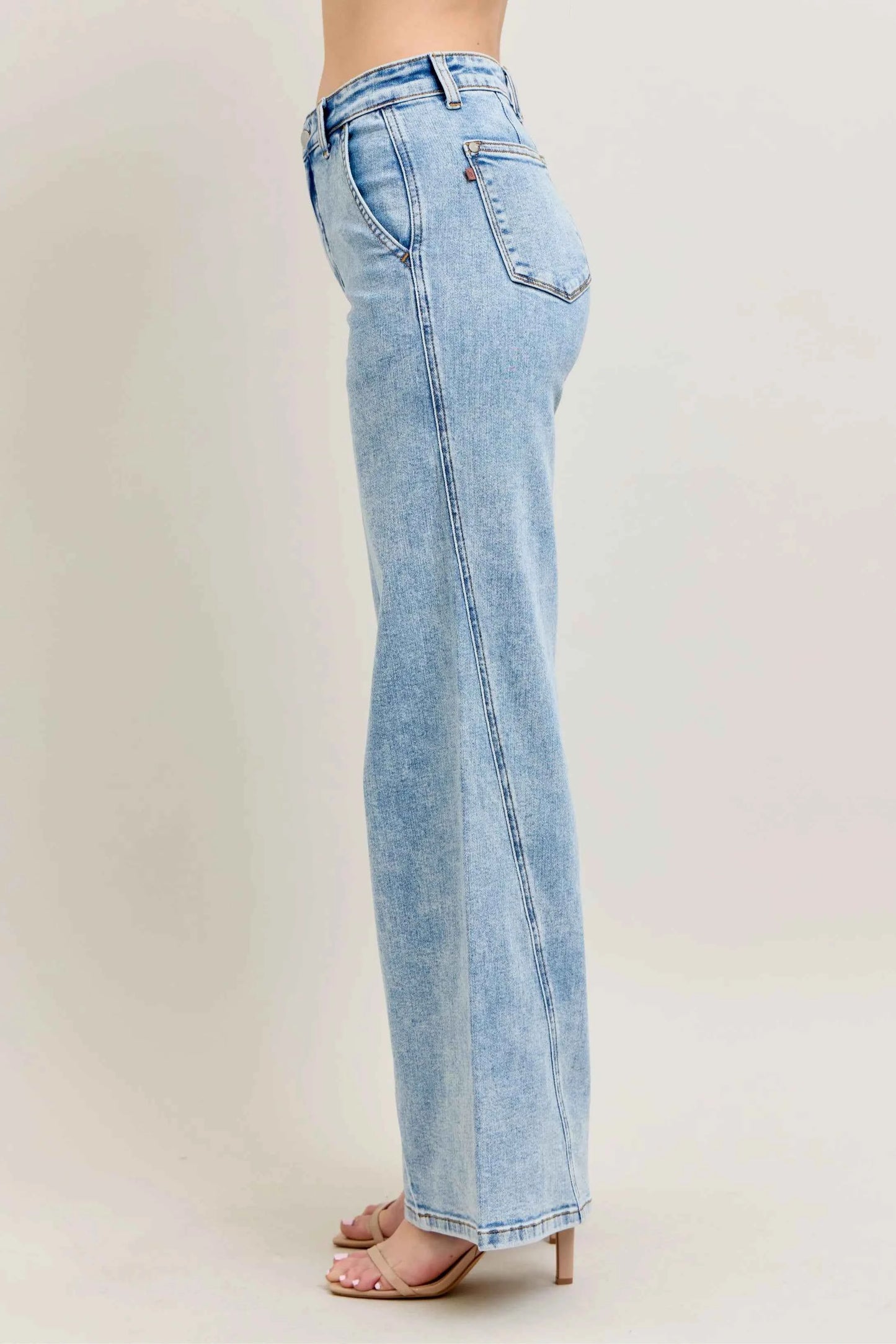 Judy Blue Full Size High Waist Wide Leg Jeans with Skewed Inseam Plus Size
