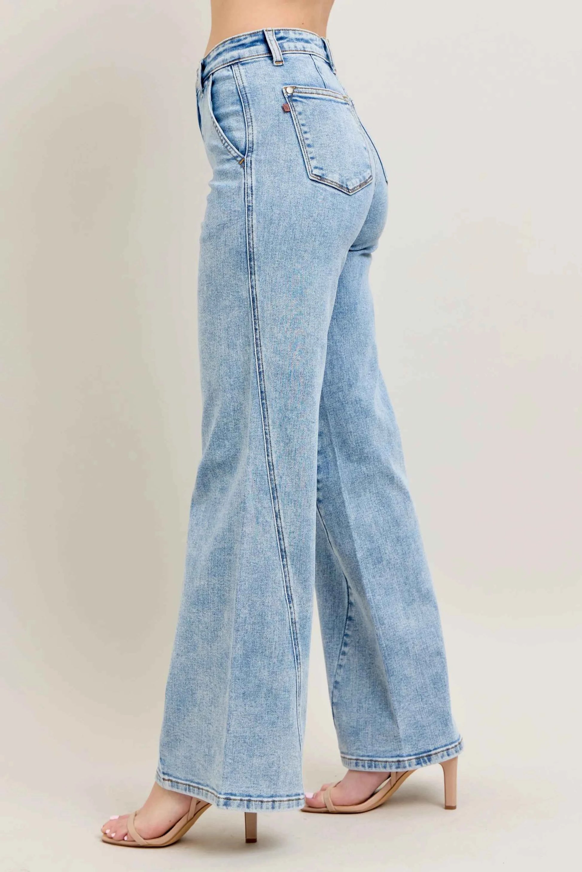 Judy Blue Full Size High Waist Wide Leg Jeans with Skewed Inseam Plus Size