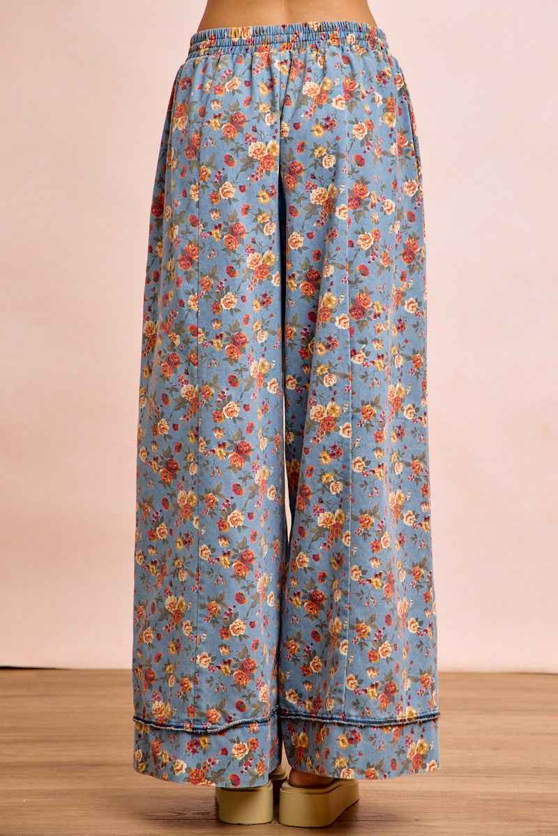 BiBi Floral Printed Drawstring Wide Pants