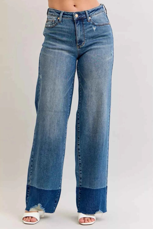 Judy Blue Raw Hem High Waist Column Straight Jeans