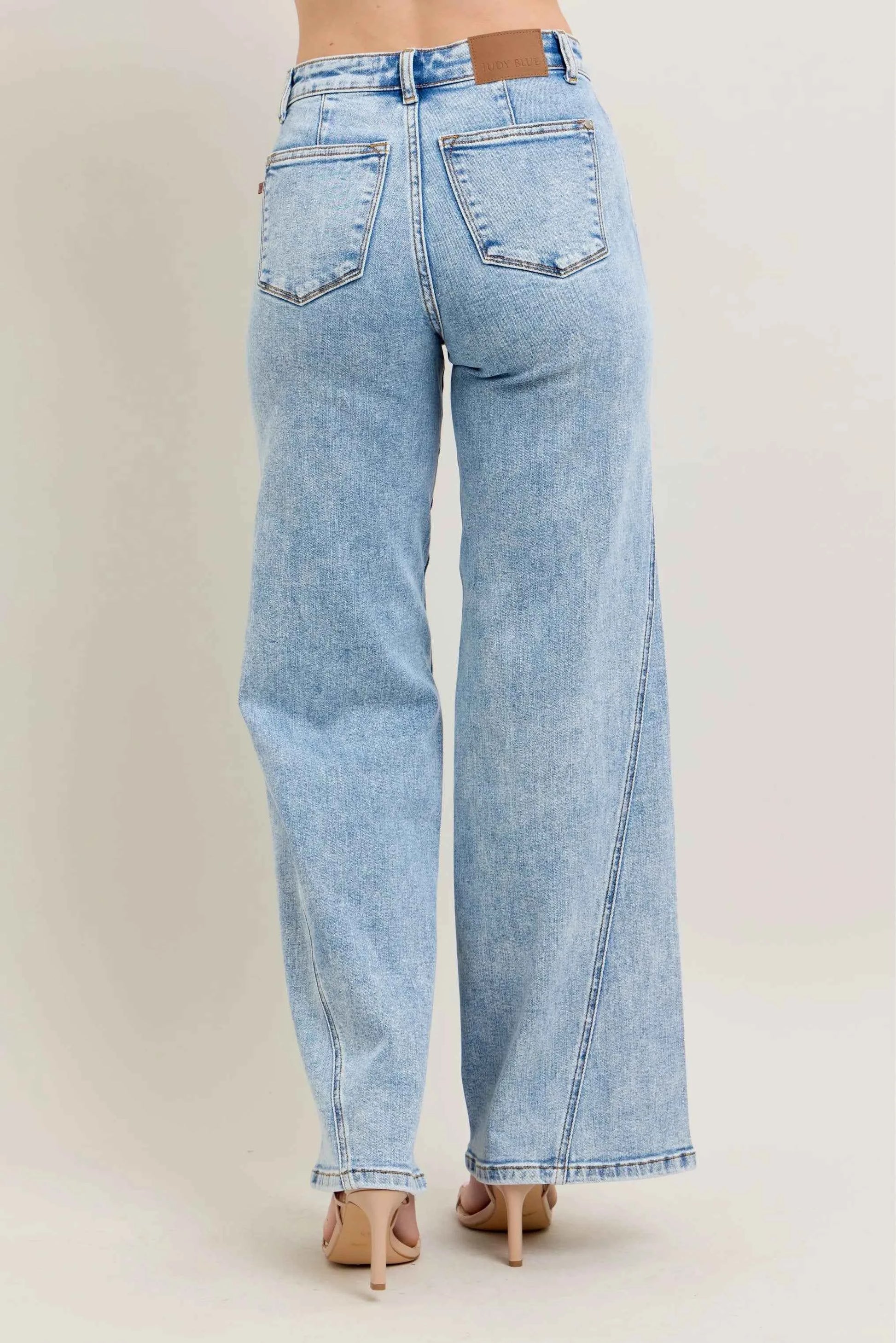 Judy Blue Full Size High Waist Wide Leg Jeans with Skewed Inseam Plus Size