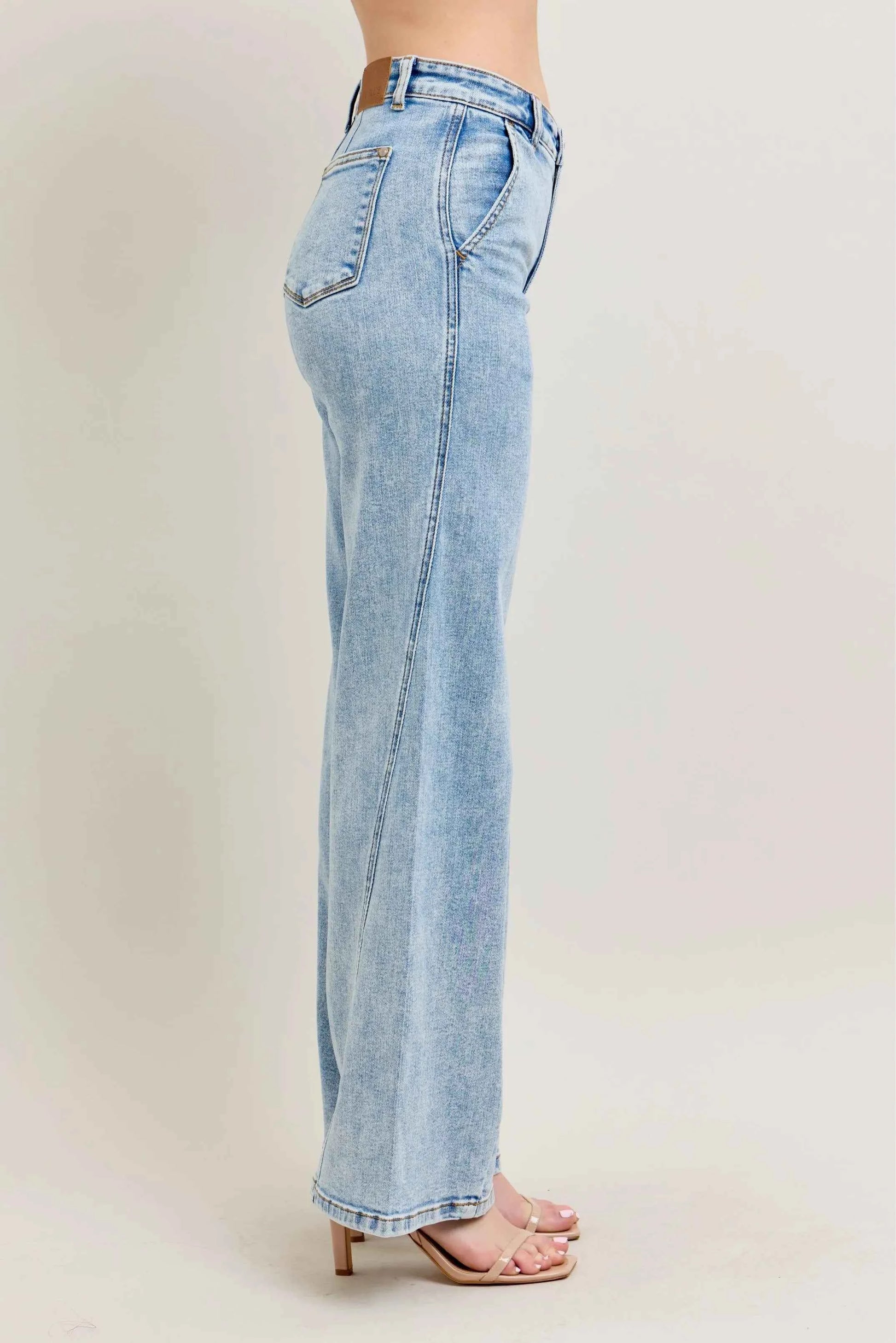 Judy Blue Full Size High Waist Wide Leg Jeans with Skewed Inseam Plus Size