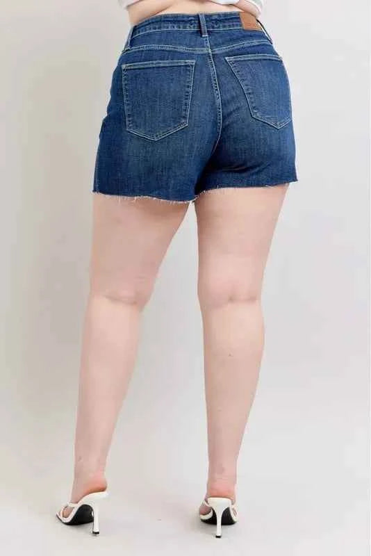 Judy Blue Full Size High Waist Criss-Cross Waistband Denim Shorts Plus Size