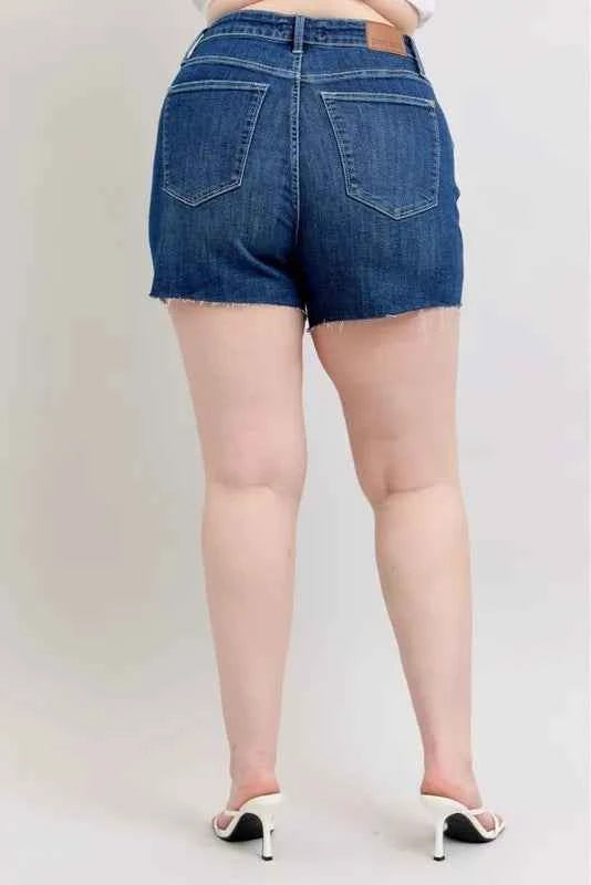 Judy Blue Full Size High Waist Criss-Cross Waistband Denim Shorts Plus Size