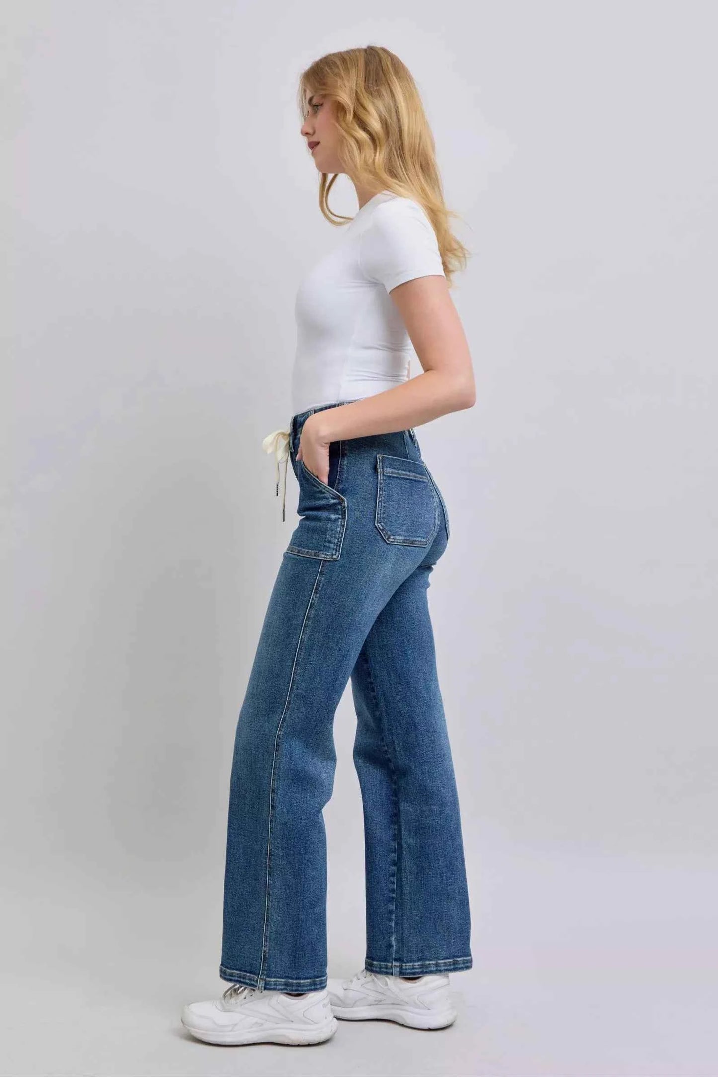 Judy Blue Drawstring Straight Jeans with Pockets