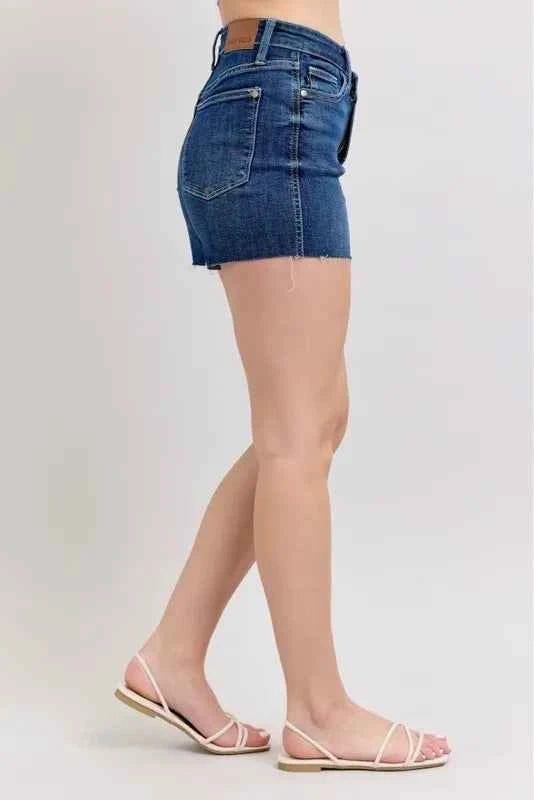Judy Blue Full Size High Waist Criss-Cross Waistband Denim Shorts Plus Size