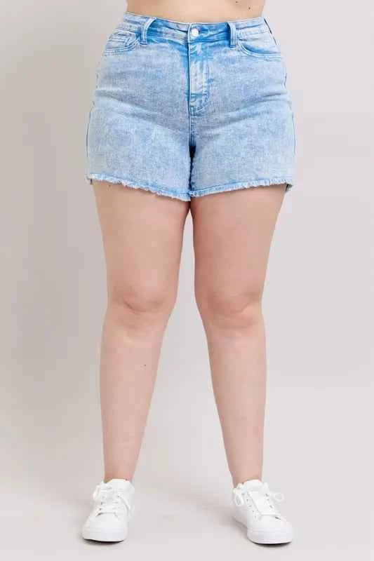 Judy Blue Full Size Mid Rise Garment Dyed Denim Shorts Plus Size