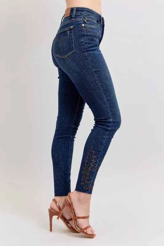 Judy Blue Full Size Embroidered High Rise Skinny Jeans Plus Size