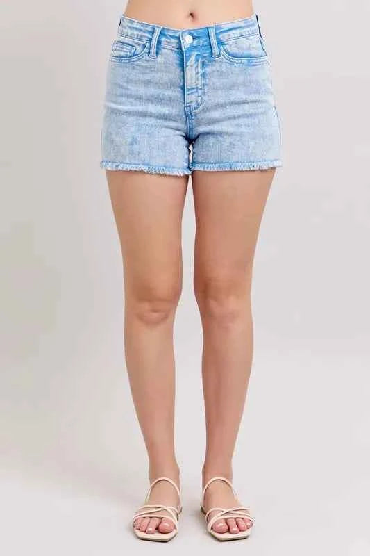 Judy Blue Full Size Mid Rise Garment Dyed Denim Shorts Plus Size