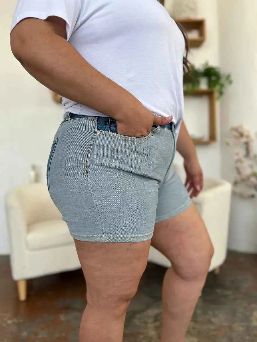 Judy Blue Full Size Color Block Denim Shorts