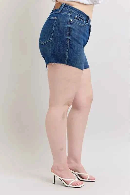 Judy Blue Full Size High Waist Criss-Cross Waistband Denim Shorts Plus Size