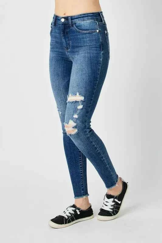 Judy Blue Full Size  High Waist Distressed Skinny Jeans