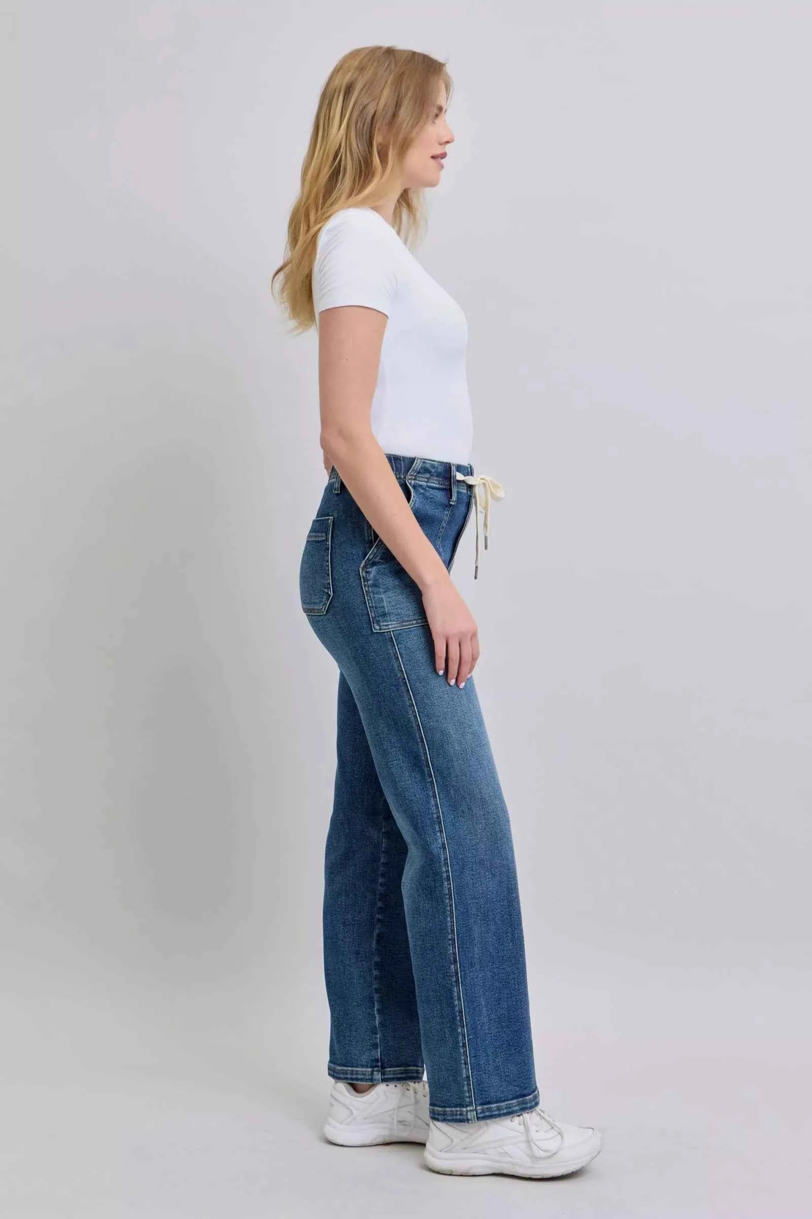 Judy Blue Drawstring Straight Jeans with Pockets
