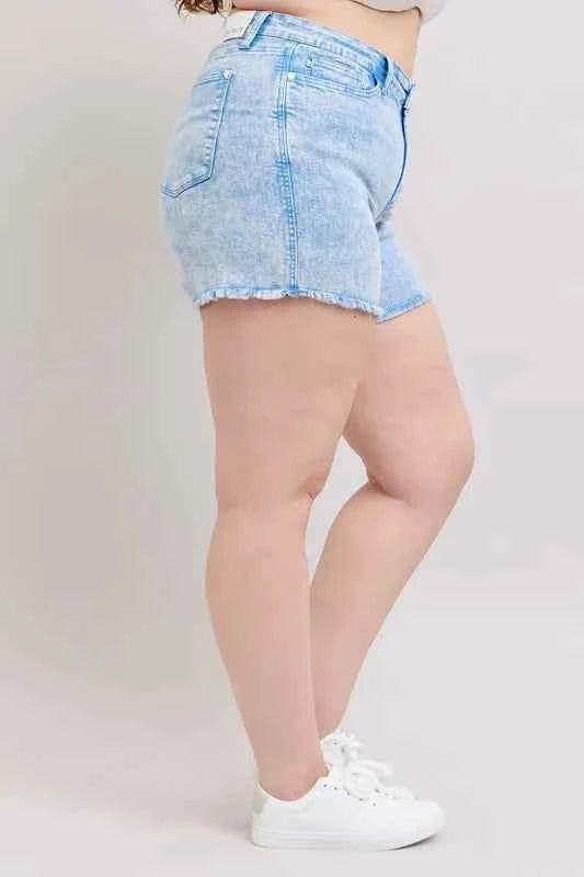 Judy Blue Full Size Mid Rise Garment Dyed Denim Shorts Plus Size