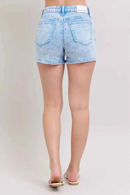 Judy Blue Full Size Mid Rise Garment Dyed Denim Shorts Plus Size