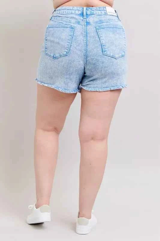 Judy Blue Full Size Mid Rise Garment Dyed Denim Shorts Plus Size