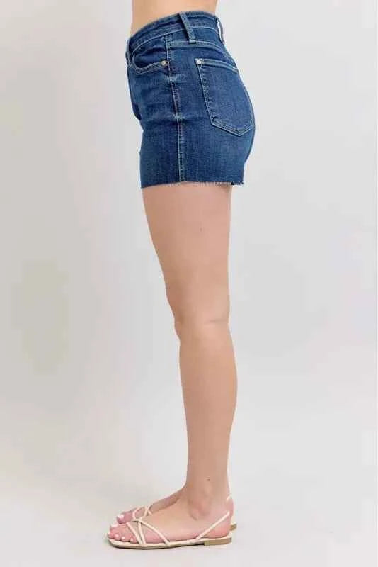 Judy Blue Full Size High Waist Criss-Cross Waistband Denim Shorts Plus Size