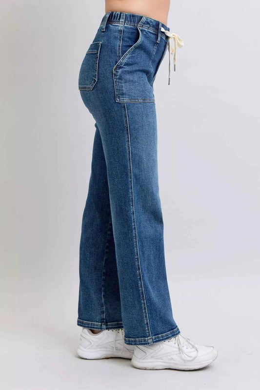 Judy Blue Drawstring Straight Jeans with Pockets