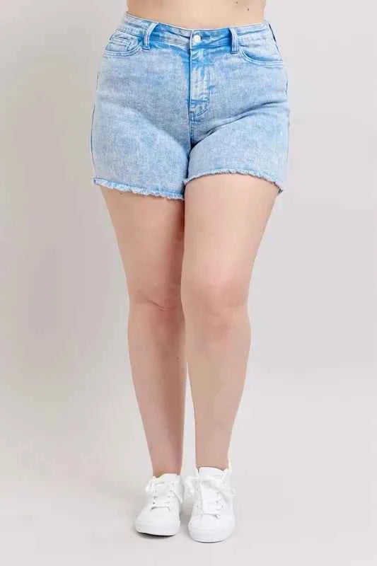 Judy Blue Full Size Mid Rise Garment Dyed Denim Shorts Plus Size