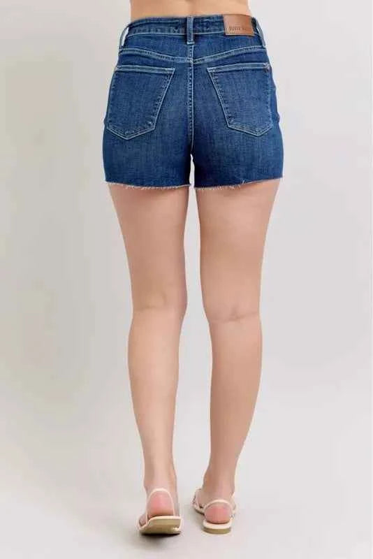 Judy Blue Full Size High Waist Criss-Cross Waistband Denim Shorts Plus Size