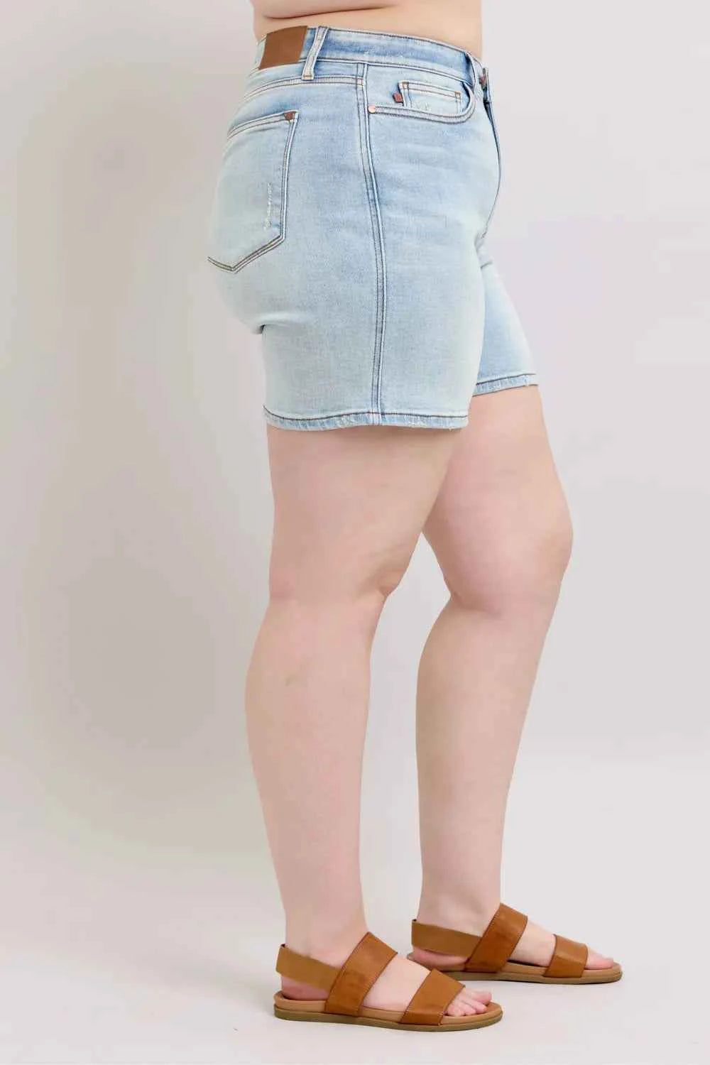 Judy Blue Full Size 2 Button Denim Shorts with Pockets Plus Size
