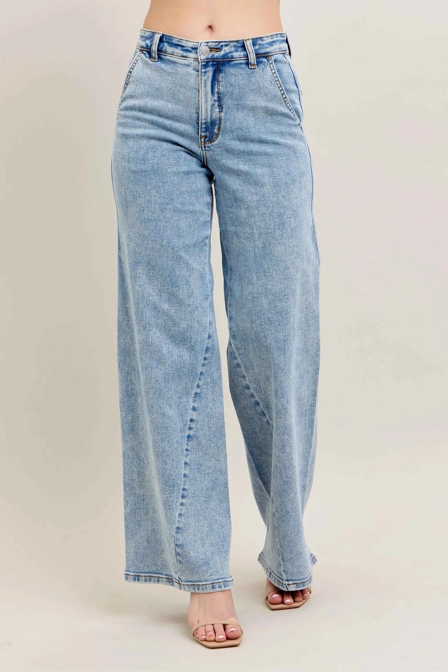 Judy Blue Full Size High Waist Wide Leg Jeans with Skewed Inseam Plus Size