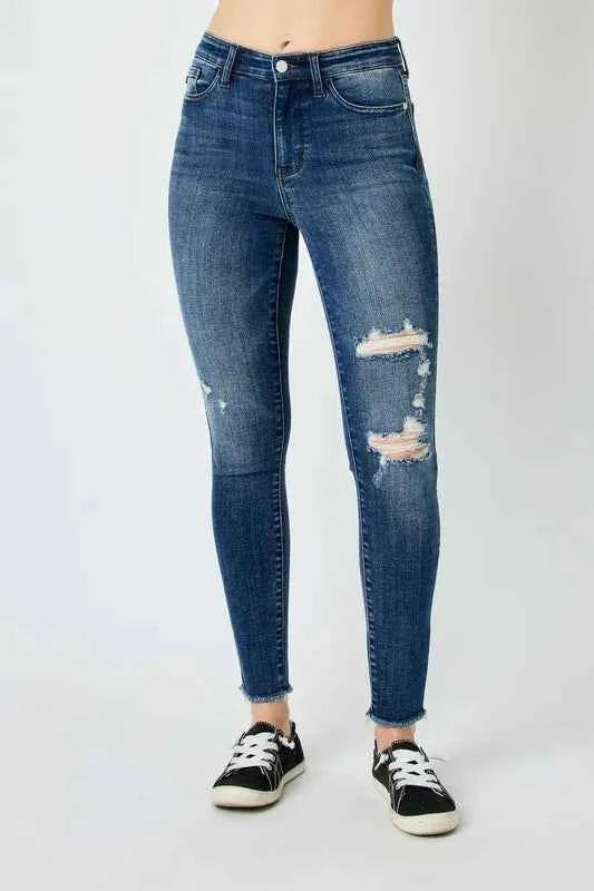 Judy Blue Full Size  High Waist Distressed Skinny Jeans