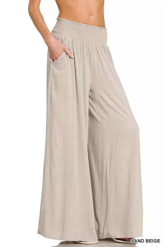 Zenana Smocked Waistband Wide Leg Lounge Pants
